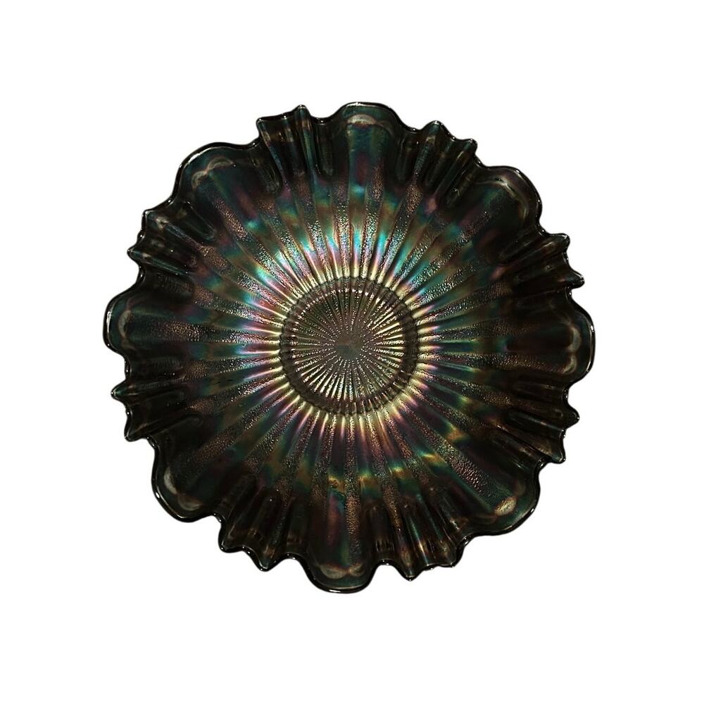 Vintage Northwood Carnival Glass Dark Marigold Ripple